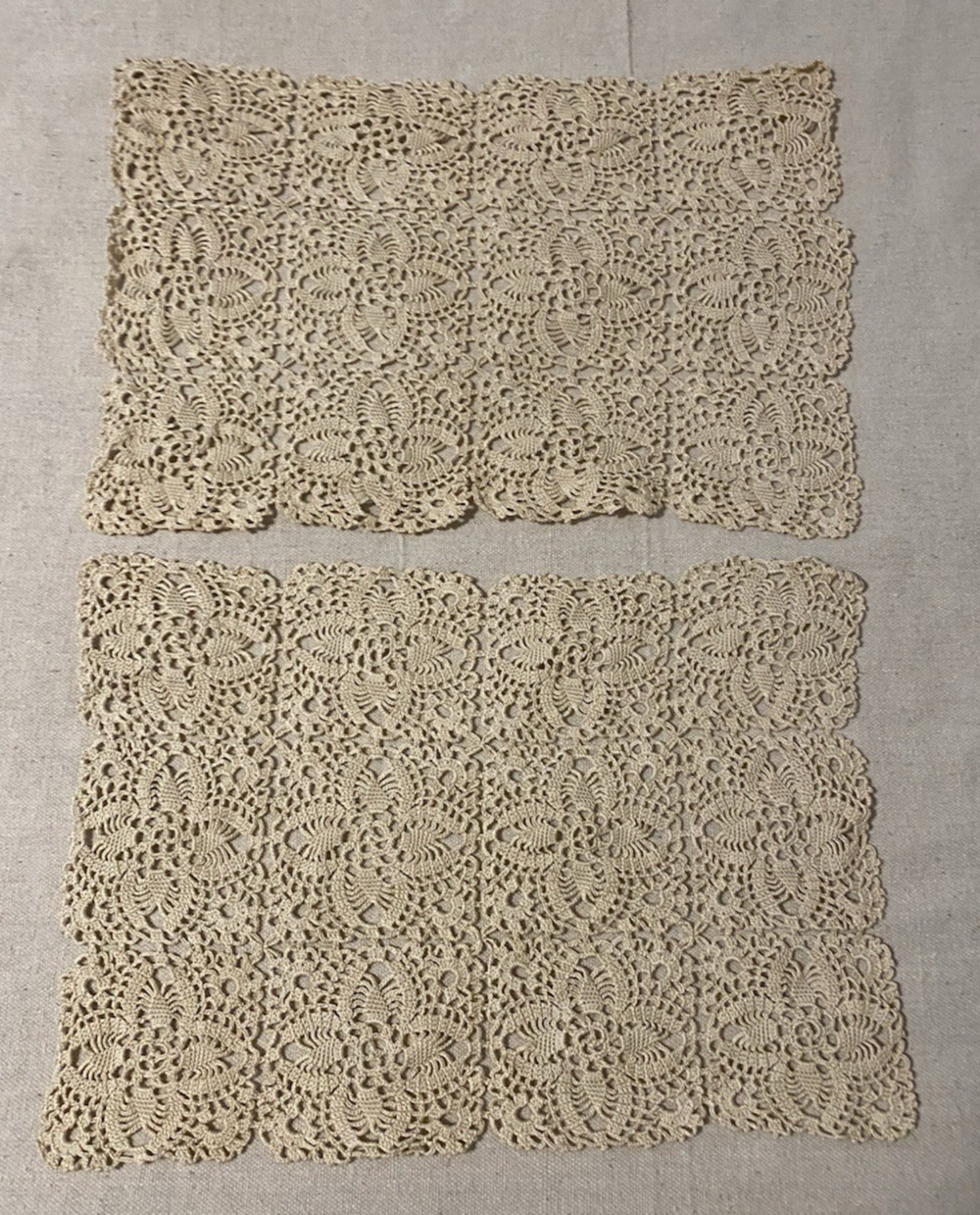 Vintage Lot of 2 Handmade Crochet Lace Table Placemat Doily Centerpiece 14"x10"